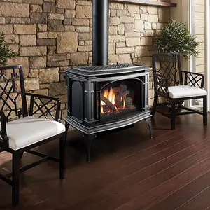 Estufa de leña de hierro fundido con control remoto multicolor, calentador de inserción, chimenea eléctrica