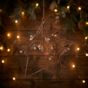Guirnalda Decorativa de Estrella de Metal Rústica, Adorno Navideño Hecho a Mano, Sin Iluminación - Product Image 2