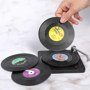 6 Packs Freddo Sottobicchieri per Gli Amanti della Musica Disco In Vinile Sottobicchieri con Record di Giocatore di Supporto