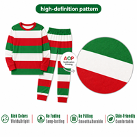 Ensemble de pyjamas de Noël personnalisés à rayures tricolores rouge et vert pour toute la famille, vêtements de nuit en polyester pour hommes, femmes et enfants, livraison directe POD MOQ 1PC