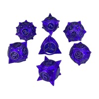 Ensemble de dés polyédriques en métal fantaisie, 7 pièces, écologiques, durables, style adulte, vert, angle droit, collection D&D