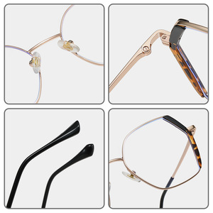 Monture de lunettes tendance géométrique 87259, monture complète, protection anti-lumière bleue, unisexe, verres en acrylique, design color block - Product Image 3
