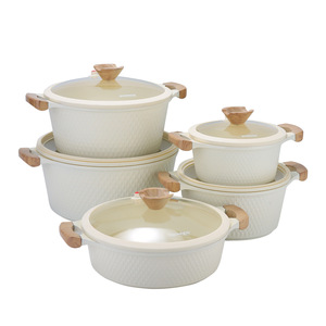 Donnor 15-Piece Maifan Stone Non-Stick <b>Soup</b> <b>Pot</b> Set With Wooden Handles And Lids For Cooking And Serving - Product Image 4