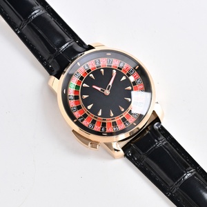 Montre de luxe pour hommes, jeu de <span class=keywords><strong>roulette</strong></span> de casino, montre mécanique automatique, or rose, bracelet en cuir noir, étanche, montre de sport décontractée - Product Image 3