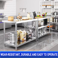 Table de travail de cuisine commerciale en acier inoxydable 304 personnalisable avec étagère inférieure, table de préparation robuste pour restaurant, hôtel, cantine