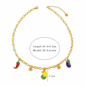 Style végétal Maïs Rouge Piment Chaud Colliers Fruits Frais Dragon Fruit Pastèque Collier Doux Femmes Accessoires Bijoux - Product Image 6