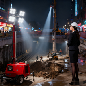 Torre de Iluminación Telescópica de 4000W con Clasificación IP65, 440000 Lúmenes, para Eventos Deportivos al Aire Libre, con Generador Diésel - Product Image 4