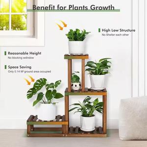 Soporte de madera para bonsáis, estante de suelo de varias capas para plantas de interior, para sala de estar, balcón, plantas verdes y suculentas junto a la ventana. - Product Image 4