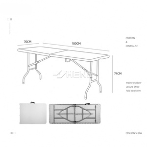 Tables pliantes rectangulaires robustes de 1,8 m (6 pieds) pour la restauration en plein air, tables de banquet portables en plastique HDPE - Product Image 4