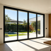 Porte coulissante multi-panneaux en aluminium à rupture de pont thermique, design empilable avec verre vitré, grande ouverture, taille personnalisée pour maisons de luxe aux États-Unis
