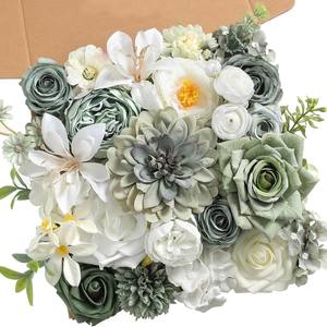 Haze Blue Real Touch DIY <span class=keywords><strong>Mariage</strong></span> Bouquet De Mariée Boîte-Cadeau Emballage pour Fleurs Fêtes D'anniversaire Préservé Soie Artificielle Rose - Product Image 2