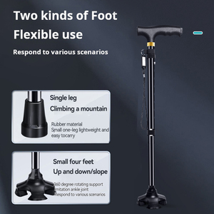 Canne de marche pliante lumineuse à LED-Hauteur réglable et base pivotante pour personnes âgées (canne de sécurité portable) - Product Image 2