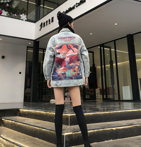 Veste en Jean Vintage pour femme, Streetwear, Style Punk, imprimé dessin animé - Product Image 2