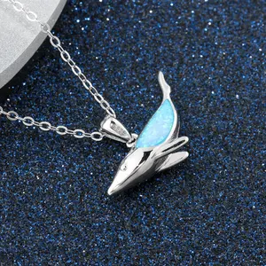 热销925纯银珠宝批发海洋鲨鱼景点礼品合成Obel项链