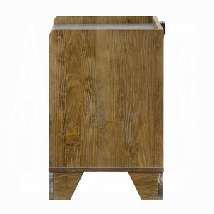 Transitional Brown Nightstand With LED Light Drawer Shelf Bedroom Furniture 1pc Bedside Cabinet - Product Image 5