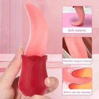 Original Rose Weiches Material USB-Vibrator Brustwarzen Anal Klitoris Stimulation Saugmassagegerät Realistische Zunge Frauen-Masturbator