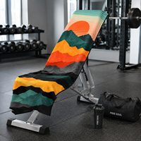 Serviette de sport en microfibre tissée rayée avec poche zippée sécurisée et rangement dissimulé, sans sable, pour la gym et la salle de sport