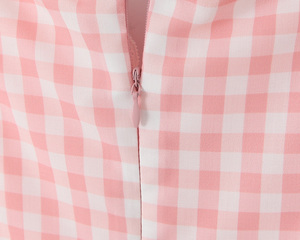 Mini Abito Slip Casual alla Moda con Spalline, Stampa a Quadri Rosa e Chiusura con Cerniera per Signore - Product Image 6