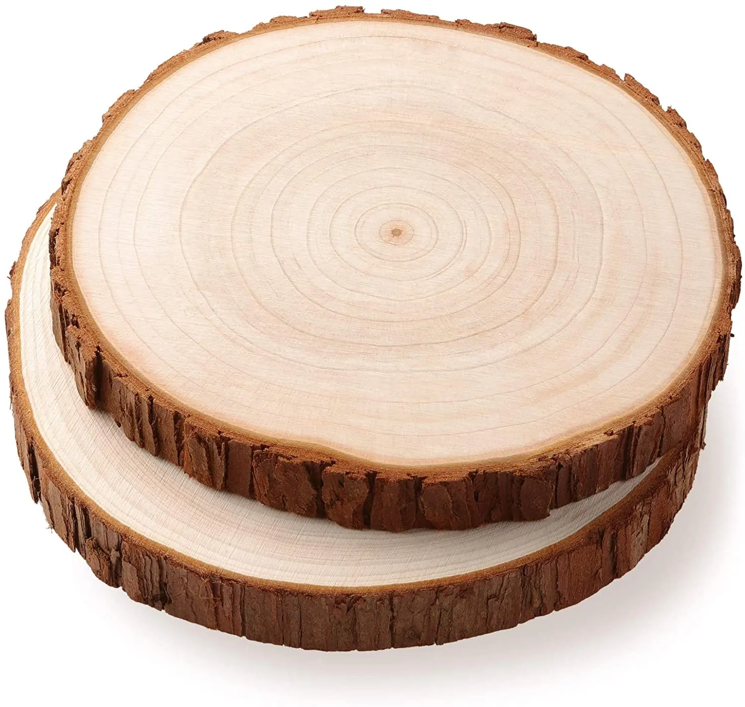 7.1-7.9 Inches Unfinished Natural Tree Slice Wooden Circle with Bark Log Discs for DIY Arts and Craft Rustic Wedding Christmas