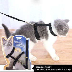 Set Tali Kekang dan <span class=keywords><strong>Harness</strong></span> Dada Kucing Berkualitas Tinggi, Dapat Disesuaikan, Bahan Poliester Sederhana untuk Kucing Kecil - Product Image 2