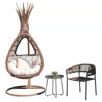 Chaise suspendue de jardin moderne en osier et métal, chaise suspendue en rotin pour patio