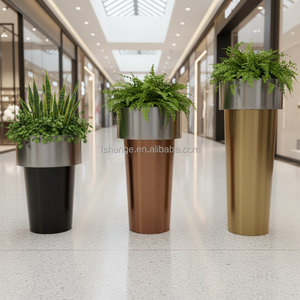 Vase décoratif pour hôtel, pot de fleurs et jardinière en acier inoxydable galvanisé / Vases décoratifs, vase de sol - Product Image 3