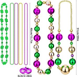 زخارف حفلات الكرنفال ، قلادة كرنفال كبيرة الخرز ، ماردي غرا للنساء والرجال مستلزمات كرنفال الأطفال - Product Image 6