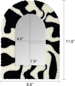 11.8x8.8 inch Cong màu đen và trắng ngựa vằn in treo tường gương, flannel Khung bảng gương với khung - Product Image 6