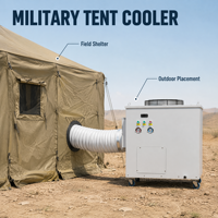 Unit AC Portabel 10 Ton Paket Lengkap Konektor Saluran Udara Flensa Tenda DC Inverter Pendingin Cepat Kabinet AC Motor