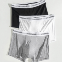 Caleçons Boxers Classiques Gris et Blanc pour Hommes avec Logo et Bande Élastique – Sous-vêtements Masculins 91% Micro Modal 9% Spandex
