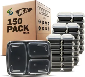 2024 New Design Fast Food Packaging Takeaway Food Containers Meal Prep Plastic Microwavable 2 3 4 5 Compartment Lunch Box
