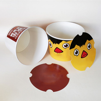 Logo personnalisé Seau d'emballage jetable en flexographie de qualité alimentaire pour poulet KFC Seau avec couvercle en papier Soupe Popcorn Sushi Popcorn de qualité alimentaire