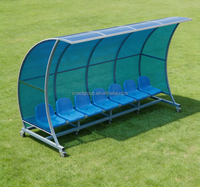 Abri pour banc de joueurs de football en acier profilé, siège personnalisé, dugout mobile pour équipe de football avec toit en polycarbonate pour stade