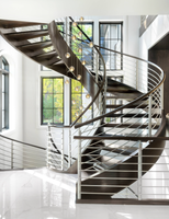 Escalier en colimaçon en bois sur mesure avec structure métallique pour villa et maison duplex
