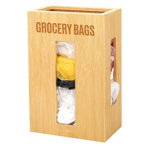 Boîte de rangement pour sacs d'épicerie en bambou 12L, organisateur d'armoire, rangement de cuisine - Product Image 1