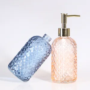 350ml Custom Color Painted Hand Soap Bottle Luxury Glass Bottle Lotion Hand Sanitize Electroplate Pump