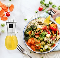 Bouteille pulvérisateur d'huile en verre de 200 ml avec couvercle en acier inoxydable 304, logo personnalisé, pour barbecue, fête, cuisson