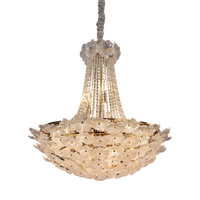 Plafonnier LED en cristal doré à motif floral, design moderne et luxueux, lampe suspendue pour salle à manger, dimmable 360°