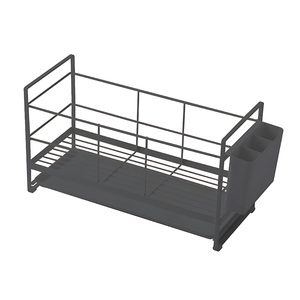 Estante <span class=keywords><strong>de</strong></span> secado <span class=keywords><strong>de</strong></span> <span class=keywords><strong>platos</strong></span> <span class=keywords><strong>de</strong></span> cocina, <span class=keywords><strong>escurridor</strong></span> <span class=keywords><strong>de</strong></span> <span class=keywords><strong>platos</strong></span> <span class=keywords><strong>de</strong></span> hierro con soporte para utensilios, estante ajustable para tazas, organizador para fregadero - Product Image 4