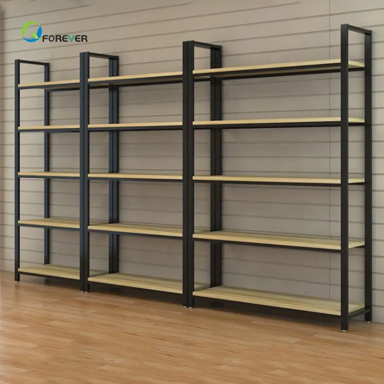 AI LI CHEN Modern and Simple Display Rack Floor Multi-Layer Bookshelf Clapboard Steel and Wood Storage Shelf Custom