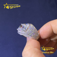 Nouveautés Bague Moissanite en Argent Massif S925, Pierre Principale Moissanite Forme Radiant 10*16mm, Style Hip Hop Luxe, Bijoux Éclatants