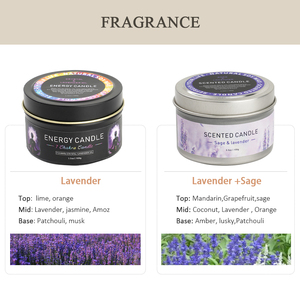 <span class=keywords><strong>Bougie</strong></span> parfumée à la lavande et à la sauge, cristalline, étiquette privée, design de pot personnalisé, faible MOQ, vente en gros, utilisation pour cadeaux - Product Image 2