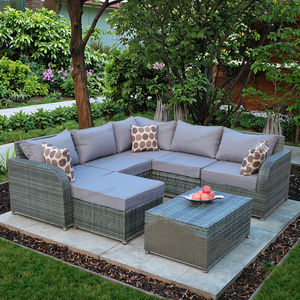 Ensemble de canapés modernes 5 places en <span class=keywords><strong>rotin</strong></span> tressé résistant aux intempéries pour jardin, hôtel, cour - Product Image 5