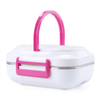 Boîte à lunch en acier inoxydable à chauffage électrique 60W avec 3 séparateurs 1.0L chauffe-aliments couvercle en plastique à usage de bureau