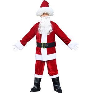 Costume de Cosplay de Père Noël pour <span class=keywords><strong>Homme</strong></span>, Déguisement Père Noël, Tenue de Nouvel An, Costume de Noël en Velours pour Adulte - Product Image 3
