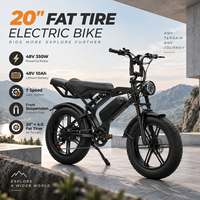 Vélo électrique tout-terrain à pneus larges 20x4.0 pouces, 48V 350W, 160 kg, robuste, 10 Ah, double suspension, 7 vitesses, pour adultes