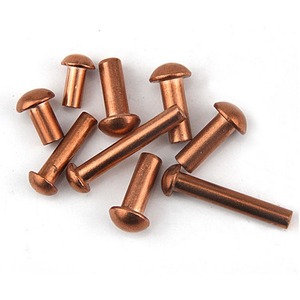 Rivets pleins à tête ronde 1_8_ x 25_64_ en cuivre massif, fixations dorées pour applications électriques et fournitures de travail du cuir - Product Image 1