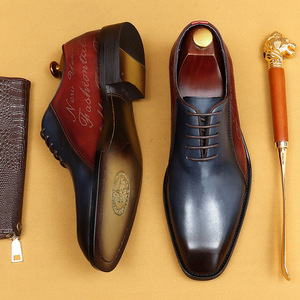 Business Oxford Shoes - British Colorful <b>Pointed</b>-Toe Men's Formal Dress Shoes with Lace-up Closure and Handmade Leather - Product Image 2