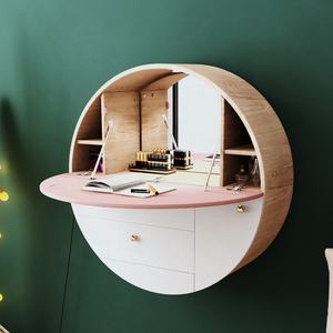 Coiffeuse murale ronde rose Simple pour filles, <span class=keywords><strong>meuble</strong></span> de chambre à coucher, coiffeuse, gym - Product Image 1