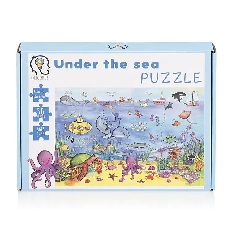 Puzzle di produzione all'ingrosso Design personalizzato con scatola di carta per bambini gioco personalizzato Puzzle personalizzato